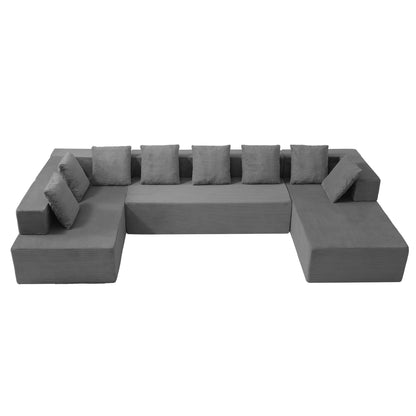 142.5-inch L-shaped sectional sofa, filled with high-resilience foam for a cloud-like seating experience.