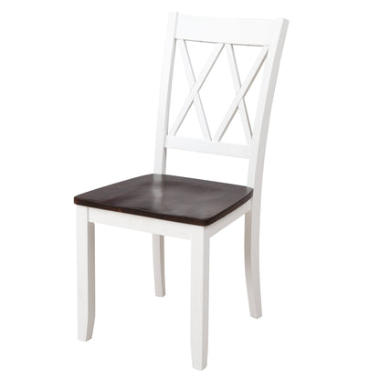 TOPMAX 5-Piece Dining Table Set Home Kitchen Table and Chairs Wood Dining Set, Espresso+White
