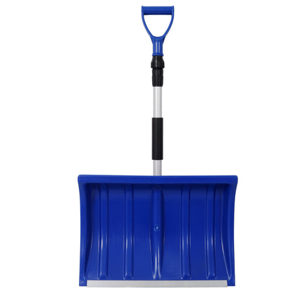 Portable Adjustable Height Snow Shovel with D-Grip Handle, 19' Blade,Snow Shovel for Driveway, Car, Home & Garage, Snow Sand Mud Removal Tool, Blue Color