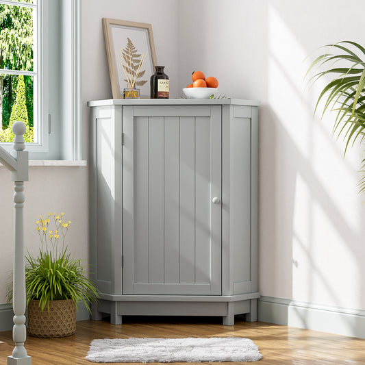 Grey Bathroom Cabinet Triangle Corner Storage Cabinet with Adjustable Shelf Modern Style MDF Board(Old SKU:N725P172615E)
