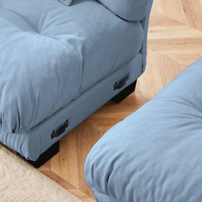 Cloud Couch 2 Seater Sofa, Chenille 2 - Seat sofa with 2 Lumbar pillows and 2 throw pillows, Chenille Blue