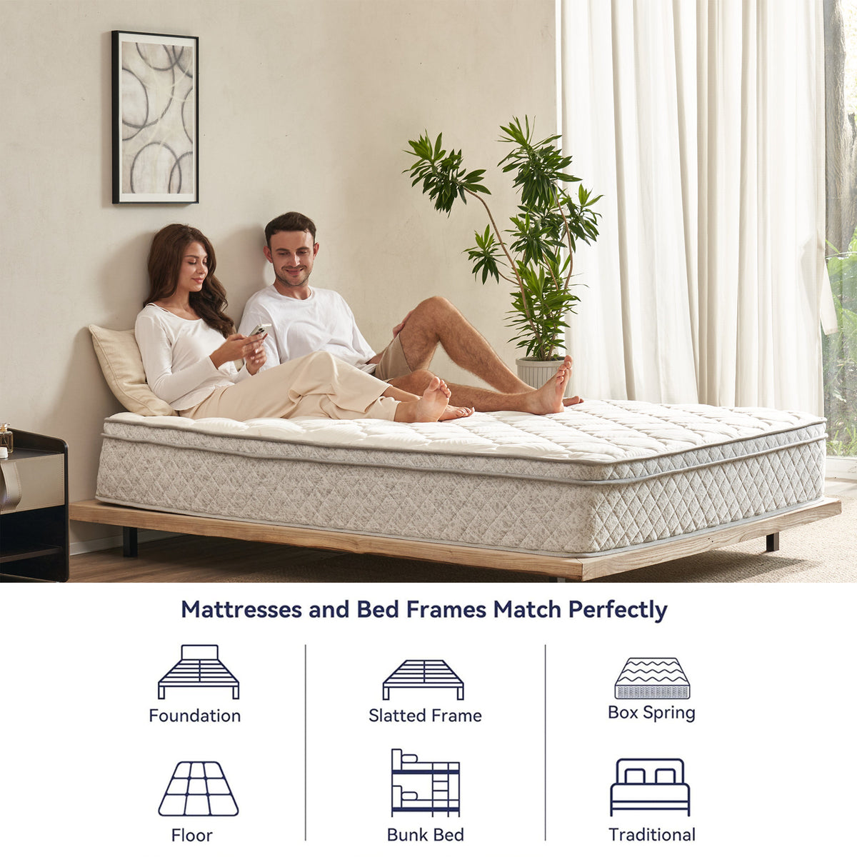 Queen Size Mattress,12 Inch Hybrid Queen Mattress in a Box with Memory Foam and Pocket Spring for Pressure Relief & Comfort Sleep & Zoned Support, Medium Firm,CertiPUR-US & OEKO-TEX