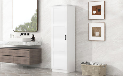 Storage Cabinet with One Door for Bathroom, Office, Adjustable Shelf, MDF Board, White