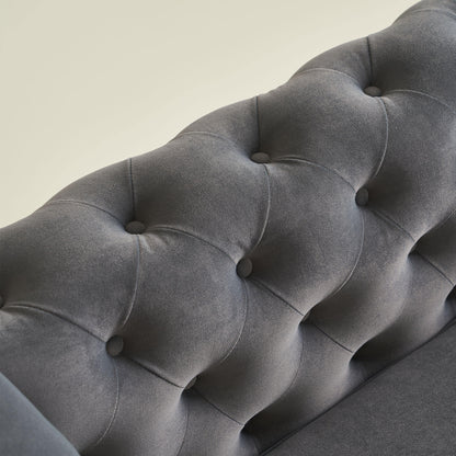 Chesterfield Modern Tufted Velvet Living Room Sofa, 84.25''W Couch,Dark Grey