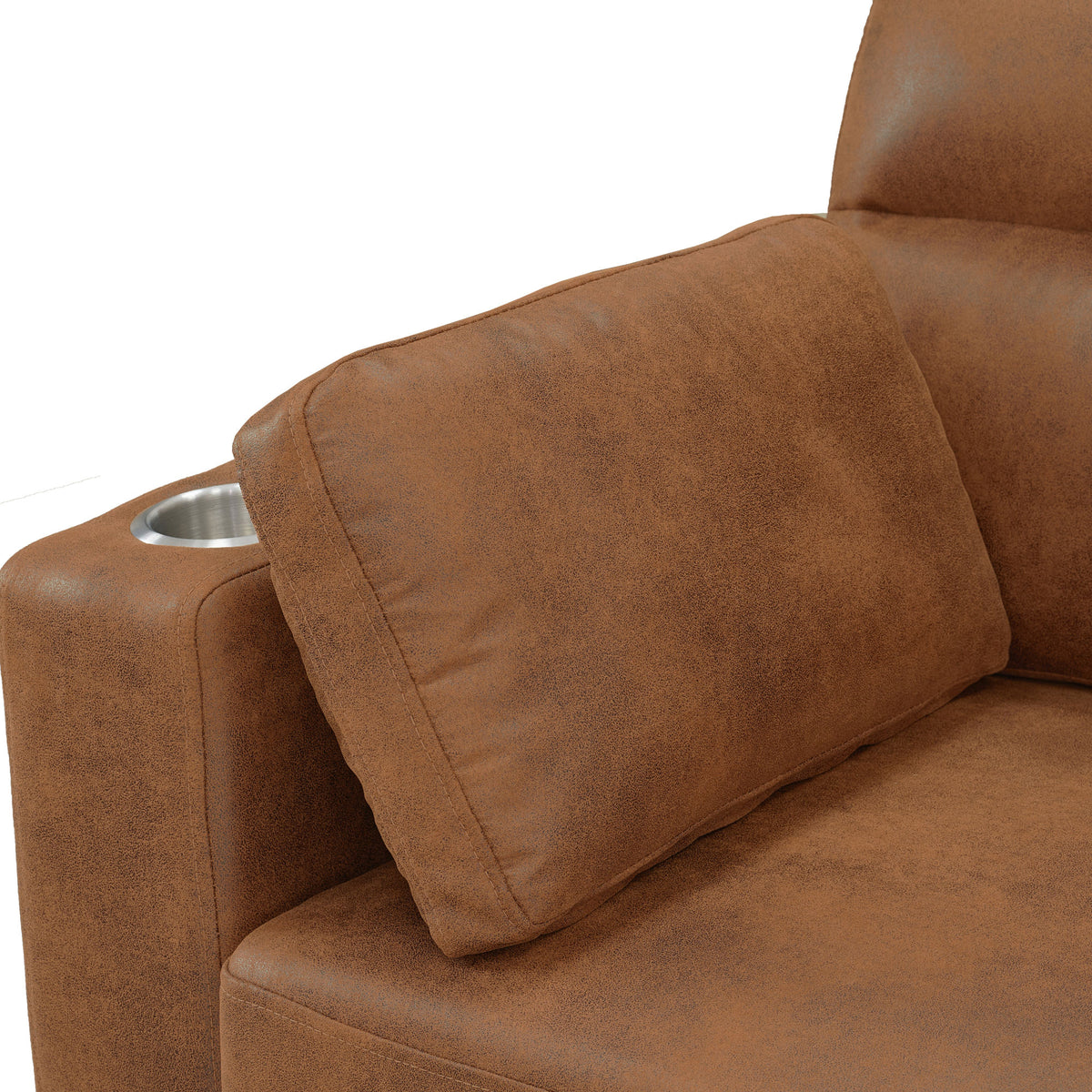 Convertible U-Shaped Sectional Sofa Bed with Double Storage Chaises, Pull-Out Sleeper, Cup Holders, and Lumbar Pillows