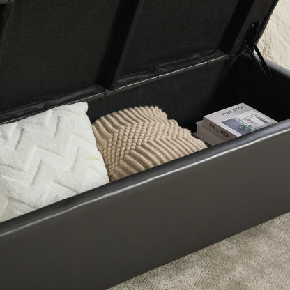 60.2'' Wide Chenille Upholstered Storage End of Bed Bench, Tufted Flip-Top Accent Window Bench Footrest Stool Ottoman with Legs for Living Room, Bedroom, Entryway, Dining Room, Dorm, Corner, Gray