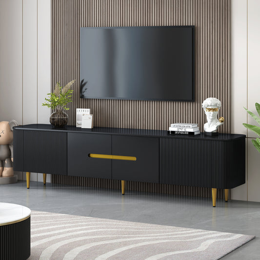 VIBE HAUS 78.7''Minimalist TV Stand for TVs up to 85 Inches, Modern Entertainment Center Media Console with 4 Spacious Cabinets for Living room(OLD SKU: SJ000143AAB)