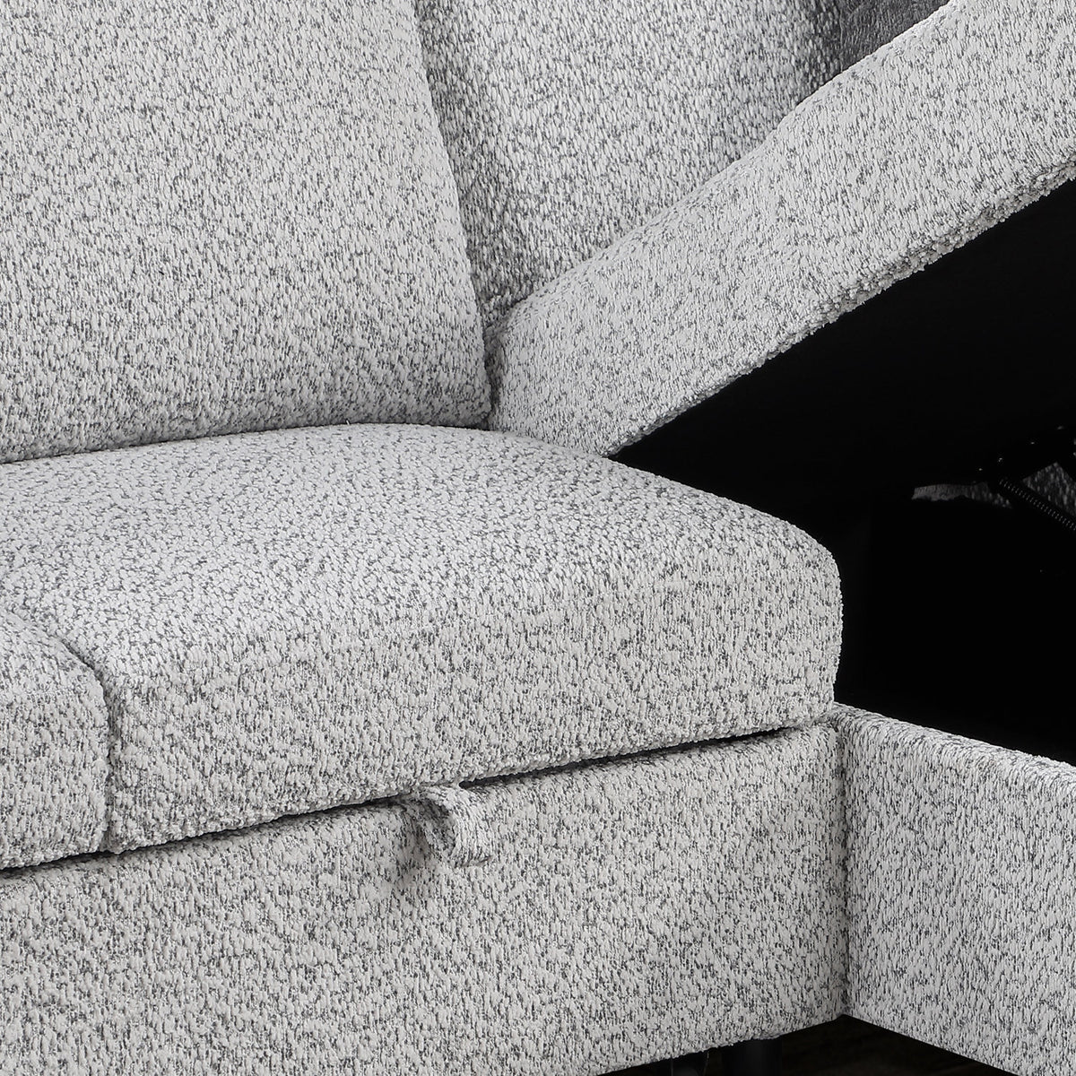 Giza Modular Sectional Sofa with Sleeper, Storage, USB Charging and Bouclé Upholstery in Gray
