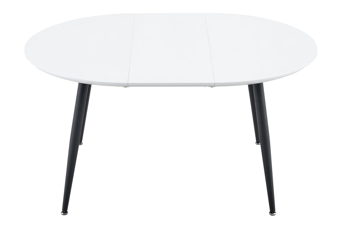 Using a clever telescopic mechanism, this white medium density fiberboard tabletop is paired with black metal legs, resulting in a smooth and delicate surface. Its unique design creates a smooth.