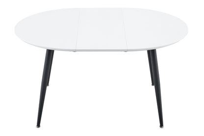 Using a clever telescopic mechanism, this white medium density fiberboard tabletop is paired with black metal legs, resulting in a smooth and delicate surface. Its unique design creates a smooth.