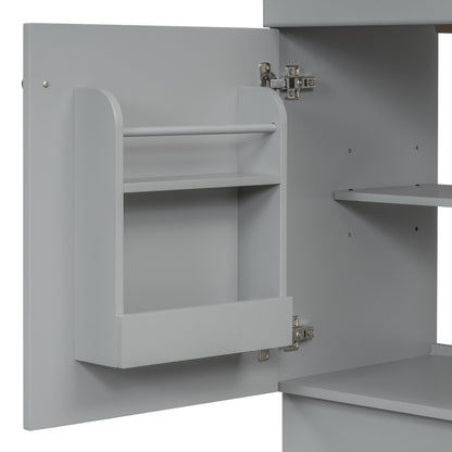 [Video] 18" Bathroom Vanity with Sink, Vanity Cabinet with Door Shelf and Adjustable Shelf, Grey