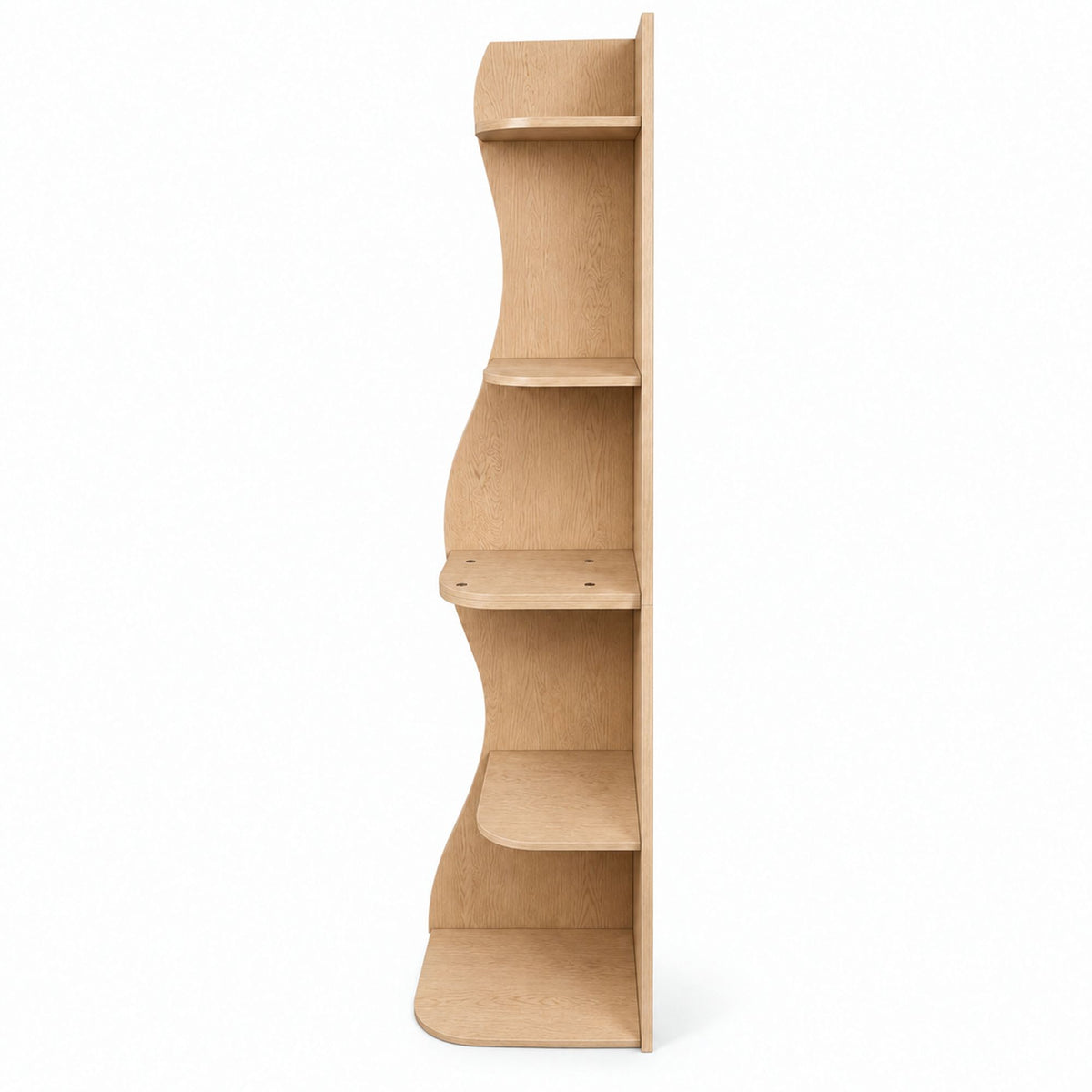 (Old Sku : W5156P534910)5-Tier Corner Shelf, Modern Wavy Corner Bookshelf, Tall Corner Storage Rack for Living Room, Bedroom, Kitchen, Home Office, Space-Saving Display Stand with Rounded Edges