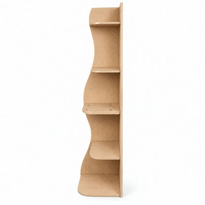 (Old Sku : W5156P534910)5-Tier Corner Shelf, Modern Wavy Corner Bookshelf, Tall Corner Storage Rack for Living Room, Bedroom, Kitchen, Home Office, Space-Saving Display Stand with Rounded Edges