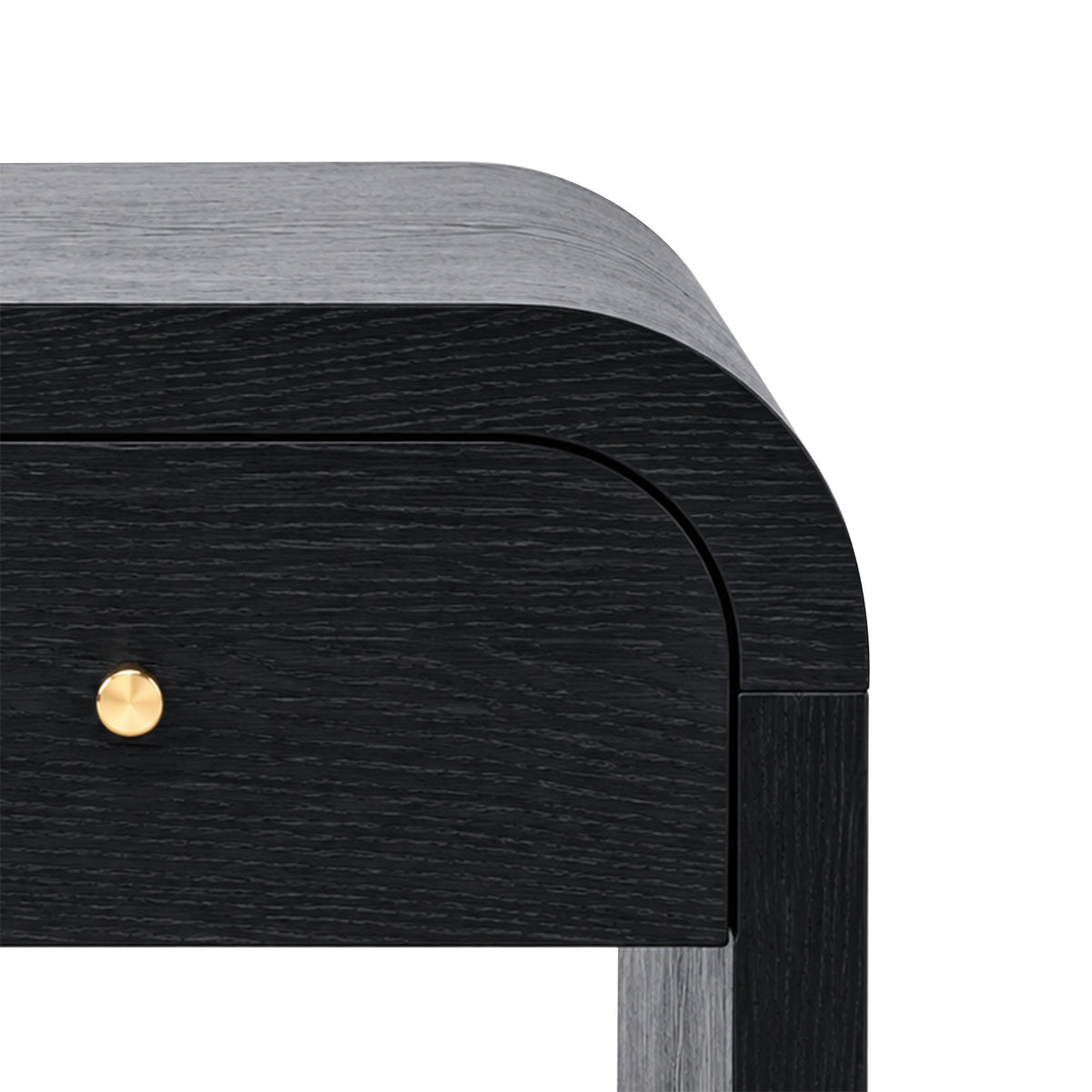 Curved black wooden side table with 1 drawer Nightstand Side End Table with Rounded Edge Tabletop for Bedroom Living Room