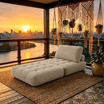 62.9"Corduroy Fabric Beanbag Couch for Living Room, Bedroom & Dorm, Cozy Fluffy Cloud Mini Couch,Corduroy