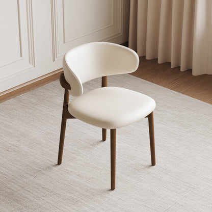 Mid-Century Modern Wooden Feet Dining Chair Set of 2 – White Stylish Chairs for Dining Room, Kitchen, or Living Room, Durable PU & Ash Wood, 20.08 x 20.08 x 30.71 inches