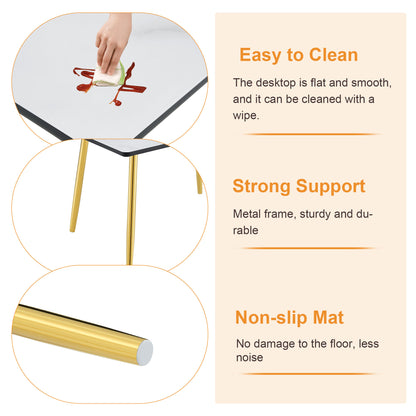 Modern minimalist rectangular dining table, suitable for 4-6 people. Tempered glass countertop+lower MDF board, imitation marble texture – Model W1151S04619