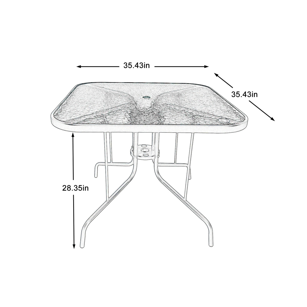 Tangkula 35 Inch Patio Dining Table with Tempered Glass Top