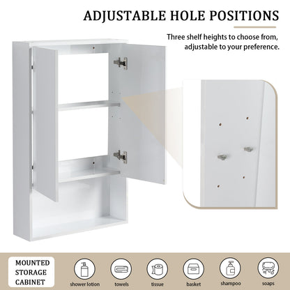 24" Bathroom Wall Cabinet, Soft Close Doors, Float Mounting Design,Glossy White,(KD-Packing)