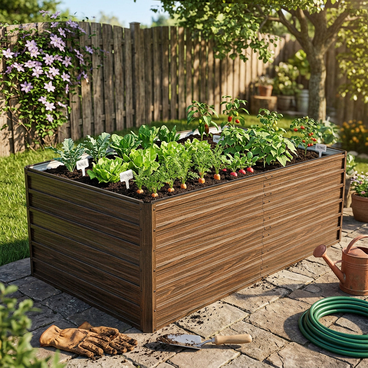 74.6'x35.4'x25" Raised Garden Bed Kit, Metal Elevated Planter Box, Open Drainage Base, 4 Reinforcing Rods