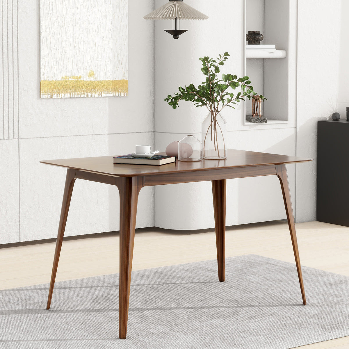 [Video] Dining Table Solid Wood Legs, Walnut (same sku: N759P222557T)