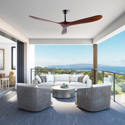 72 Inch Ceiling Fan with 3 Solid Wood Blades, Reversible Quiet DC Motor, Remote Control, Modern Farmhouse Ceiling Fan for Large Living Room Villa Indoor