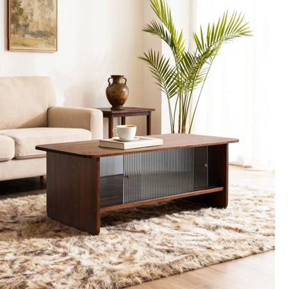 47-inch rectangular modern minimalist coffee table with a storage cabinet featuring glass sliding doors, suitable for living rooms, bedrooms and offices, easy to assemble, brown
W3935P408518/D25001Z