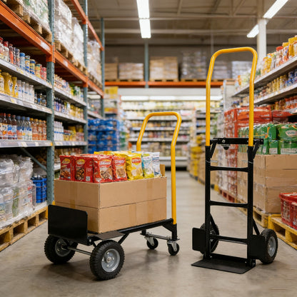 Hand Truck Dual Purpose 2 Wheel Dolly Cart and 4 Wheel Push Cart with Swivel Wheels 330 Lbs Capacity Heavy Duty Platform Cart for Moving/Warehouse/Garden/Grocery