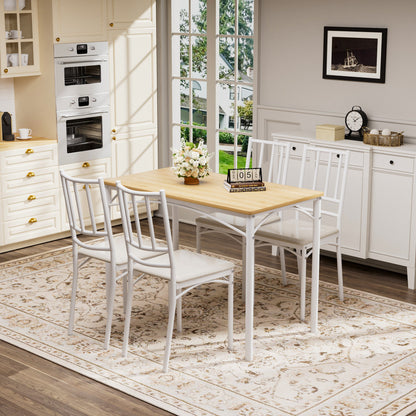 Dining Table Set, Bar Table with 4 Dining Benches, Kitchen Table Counter with Chairs, Industrial for Kitchen Breakfast Table, Party Room – Natural