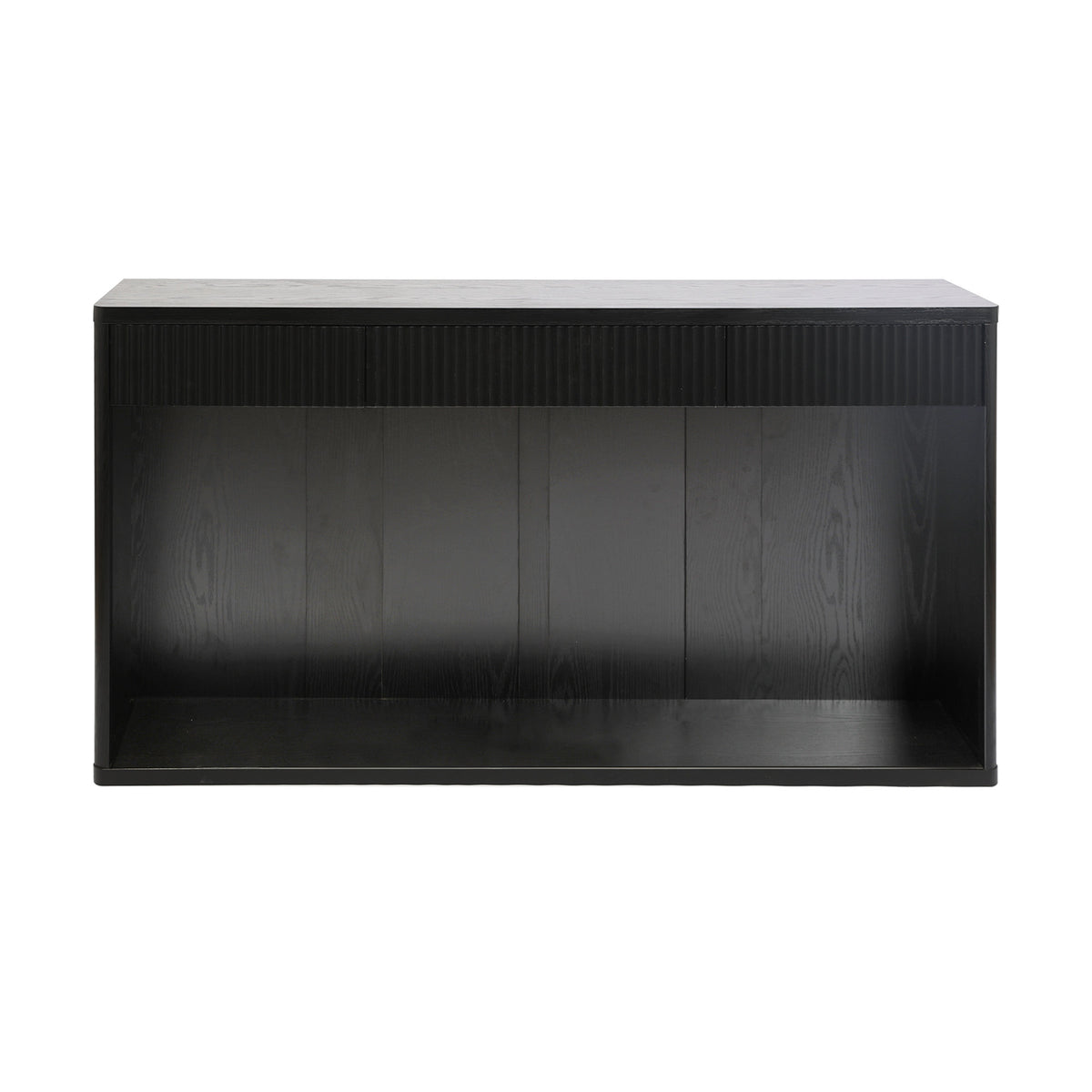 63" Fluted Console Table with 3 Drawers, Long Sofa Table Behind Couch for Living Room, Hallway, Foyer,Black