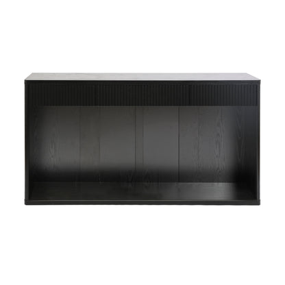63" Fluted Console Table with 3 Drawers, Long Sofa Table Behind Couch for Living Room, Hallway, Foyer,Black