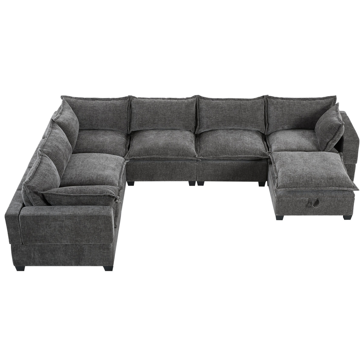 [VIDEO]117.5'' Modular Sectional Sofa with Movable Storage Ottoman, 7 Seat U Shaped Couch, Wide Seat & Free Combination