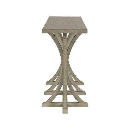 U-Style 59.8'' Wooden Console Table with Oak Veneer Top,Farmhouse Entryway Table with Rubber Wood Slender Curved Legs,Perfect for Living Room,Entryway,Hallway, Dining Spaces.
