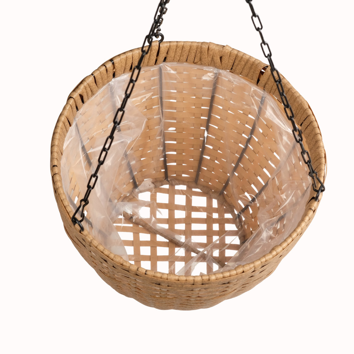 SOLHOME 10.6" Resin Wicker Set of 2 Hanging Planters with Steel Frame – Indoor Outdoor Plant Holders with Steel Hangers and PE Liner