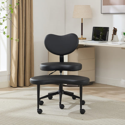 Meditation Chair Plus, Cross Legged Chair with Wheels, ADHD Chair, Criss Cross Desk Chair with Lumbar Support and Adjustable Stool – Black
