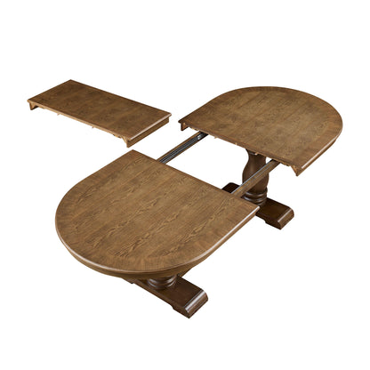 94.09 Inch Extendable Wooden Dining Table for 6 Persons,Long Expandable Curved Dining Table,Mid Century Modern Large Kitchen Table for Living Room,Restaurant(Same Sku;W2582P205311)
