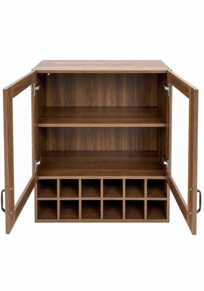 Wall-Mounted Wine Cabinet with Glass Doors, Hanging Wine Rack Storage Cabinet for Home Kitchen Dining Room