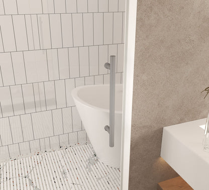 Frameless shower door 56-60 "W x 76" H, 1/4 "(6 mm) Clear Tempered Glass, Explosion Proof Film, Stainless Steel Handle,Brushed Nickel