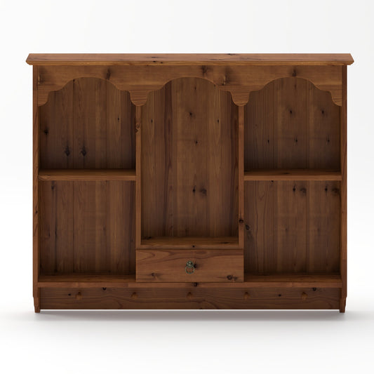 39.37"Vintage Arched Doorless 2-Tier Shelf With Multi-Grid Storage Space, Suitable For Bathroom, Kitchen, And Dining Room, Brown