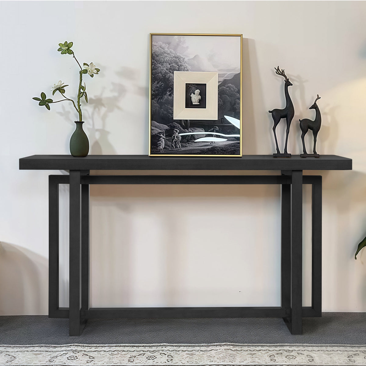 59' Narrow Console Table - MDF Entryway Sofa Table for Hallway, Living Room, Foyer with Space-Saving Design