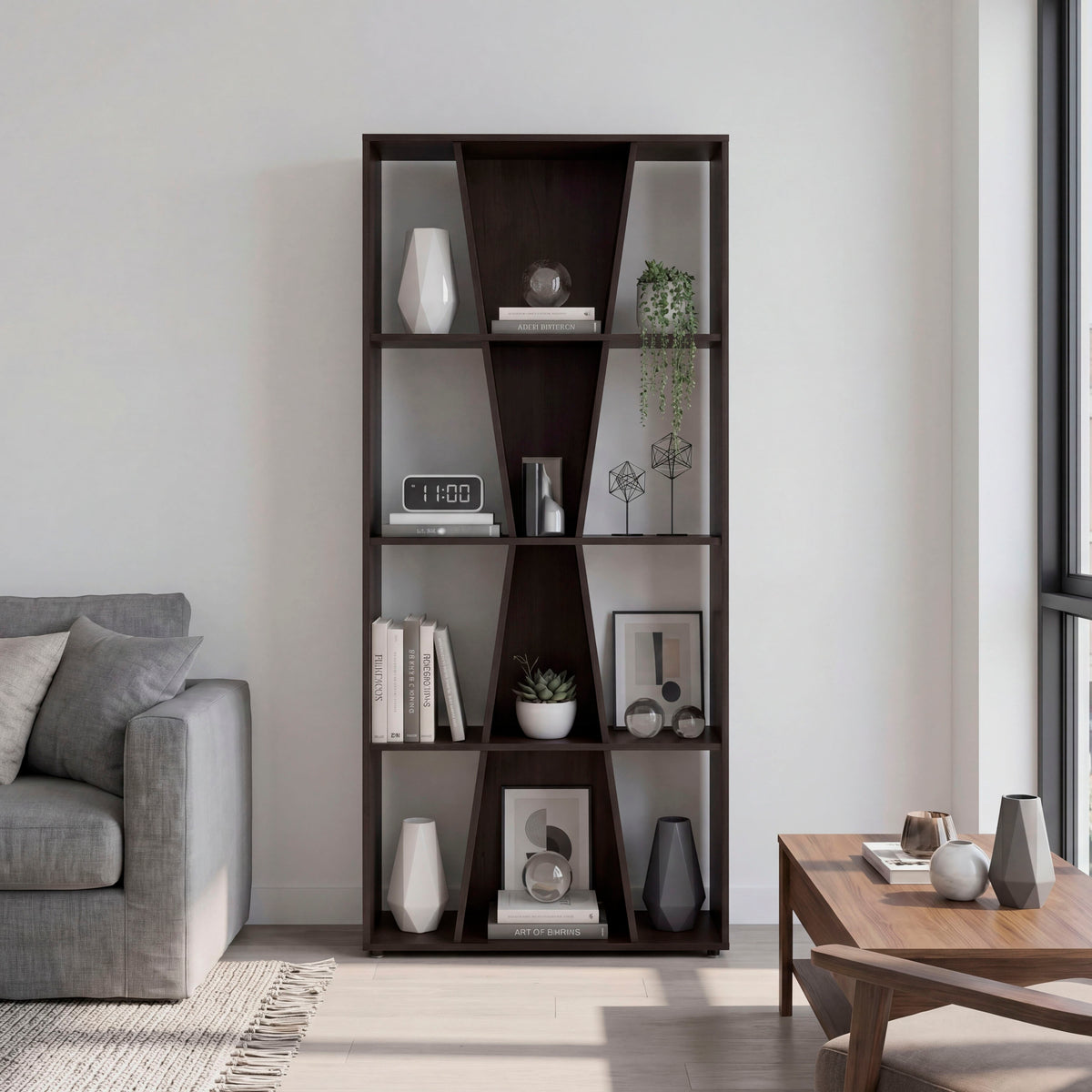 Vahugan Bookcase with 12 Open Shelves, Modern Display Bookshelf Storage Organizer