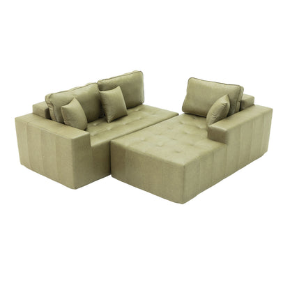 Faux Leather Corner Chaise Compression Sofa Bed, L-Shaped Sectional Couch with High-Density Sponge, No-Assembly Required Convertible Sofa for Living Room, Apartment, Guest Room(Green)