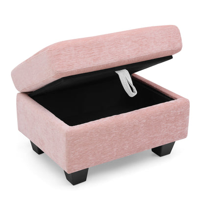 Single sofa recliner with manually adjustable backrest, USB charging port on the armrest side, phone stand included, hidden armrest storage, and a matching storage ottoman-Pink