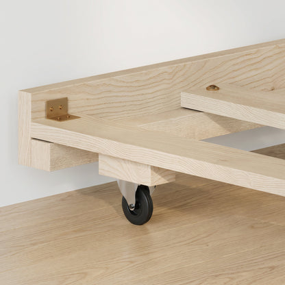 Twin Solid Wood Daybed with Drawer Rolling Trundle, Multi-Purpose Single Sofa Bed for Bedroom Living Room,Natural