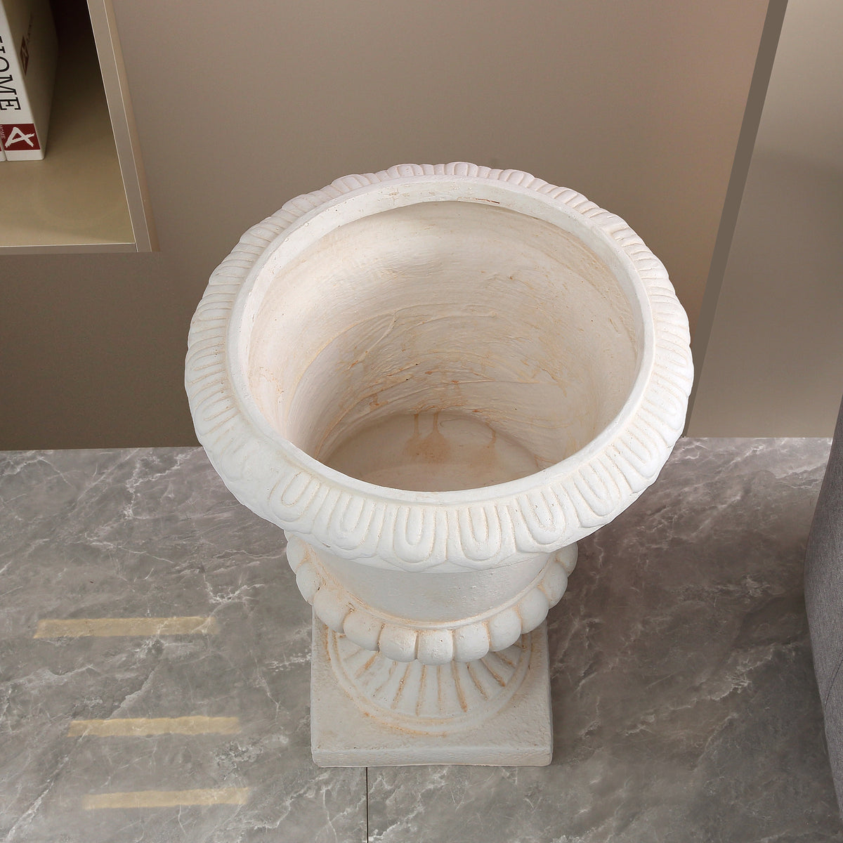 Classical Urn Shaped Planter Pot, MgO Faux Stone Decorative Flower Vase, Indoor & Outdoor Plant Container for Garden Patio Yard, Top Dia 16.93" x H 23.62"