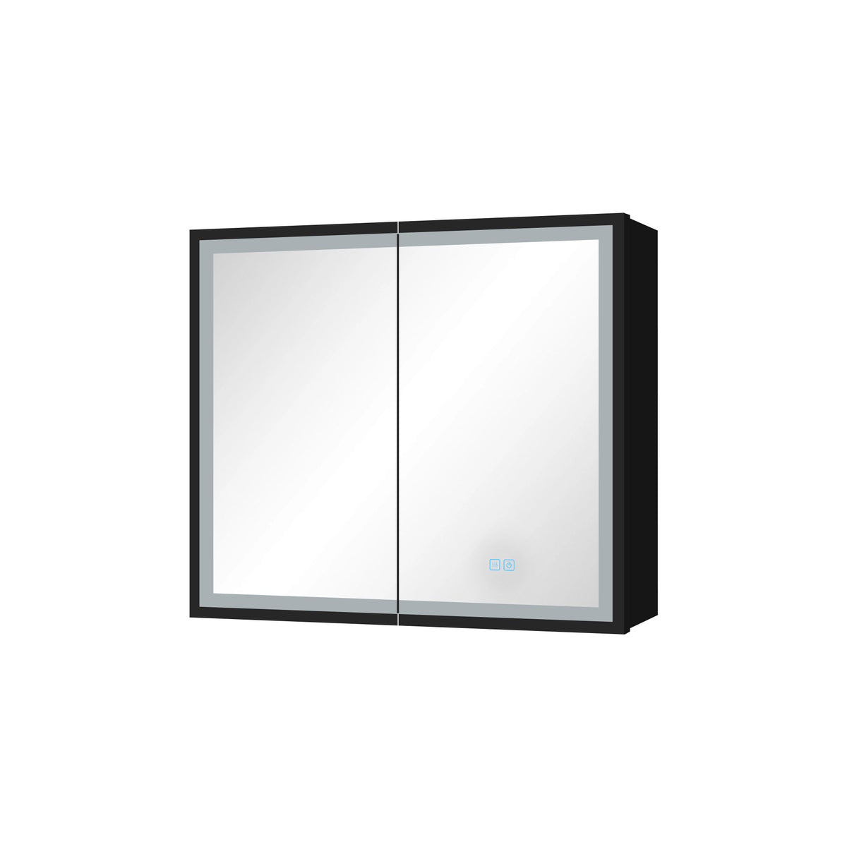 30*26 inch Black Metal Framed Wall mount LED Bathroom Medicine Cabinet with Mirror