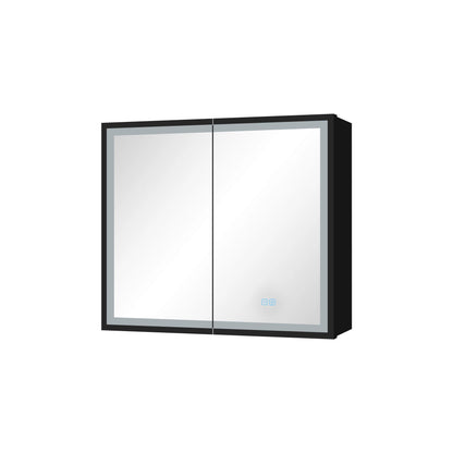 30*26 inch Black Metal Framed Wall mount LED Bathroom Medicine Cabinet with Mirror