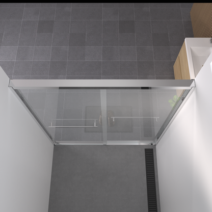 56-60'x74" Aluminum Frame Double Sliding Shower Door, Bypass Bathroom Sliding Door with Premium 1/4" Clear Tempered Glass – Model W2011P330163
