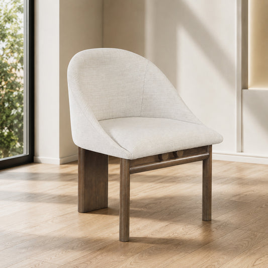 Ouida Beige Linen & Brown Side Chair (Set-2)