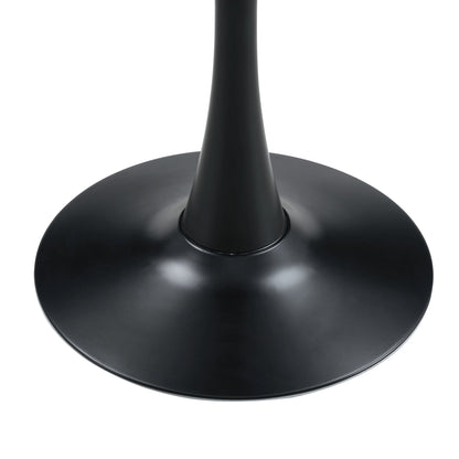 Round Dining Table, 31.5" Circle Tulip Table with Thickened Tabletop & Metal Pedestal, Mid Century Modern Bistro Table for Kitchen, Small Places, Living Room, Cafe (Faux Wood)W2920P405350